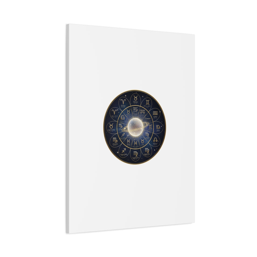 Zodiac Constellation Wheel Canvas, Astrology Art Print | Gold Foil Galaxy