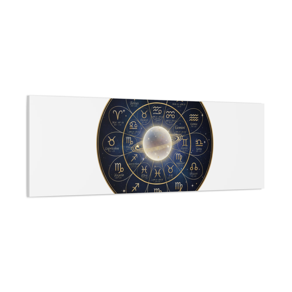 Zodiac Constellation Wheel Canvas, Astrology Art Print | Gold Foil Galaxy