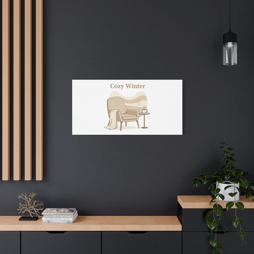 Cozy Winter minimal line art Canvas | Slow Life, soft life neutral wall decor