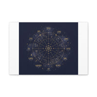 Gold Zodiac Wheel Canvas | Astrology Constellation Art, Cosmic Wall Print
