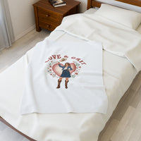 Love & Grit Cowgirl Heart Velveteen Plush Blanket | Western Valentine, Boot Heart Design