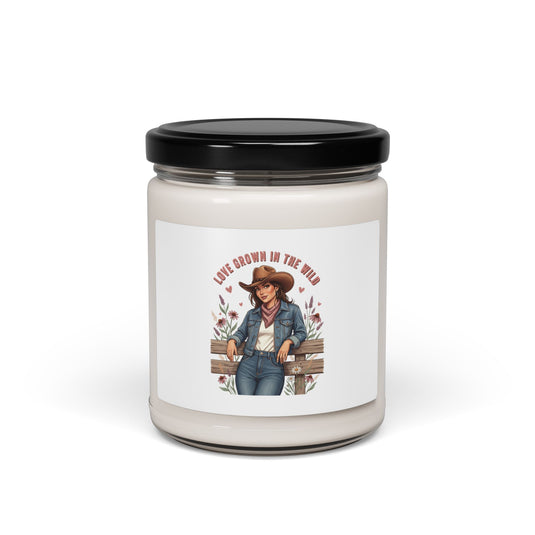 Western Valentine Scented Soy Candle — Dusty-Rose Cowgirl Design (Multiple Scents)