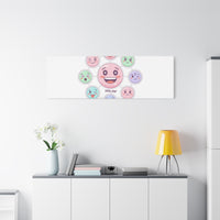 Hand-Drawn Emoticon Sticker Pattern Canvas | Cute Emoji Repeat Print