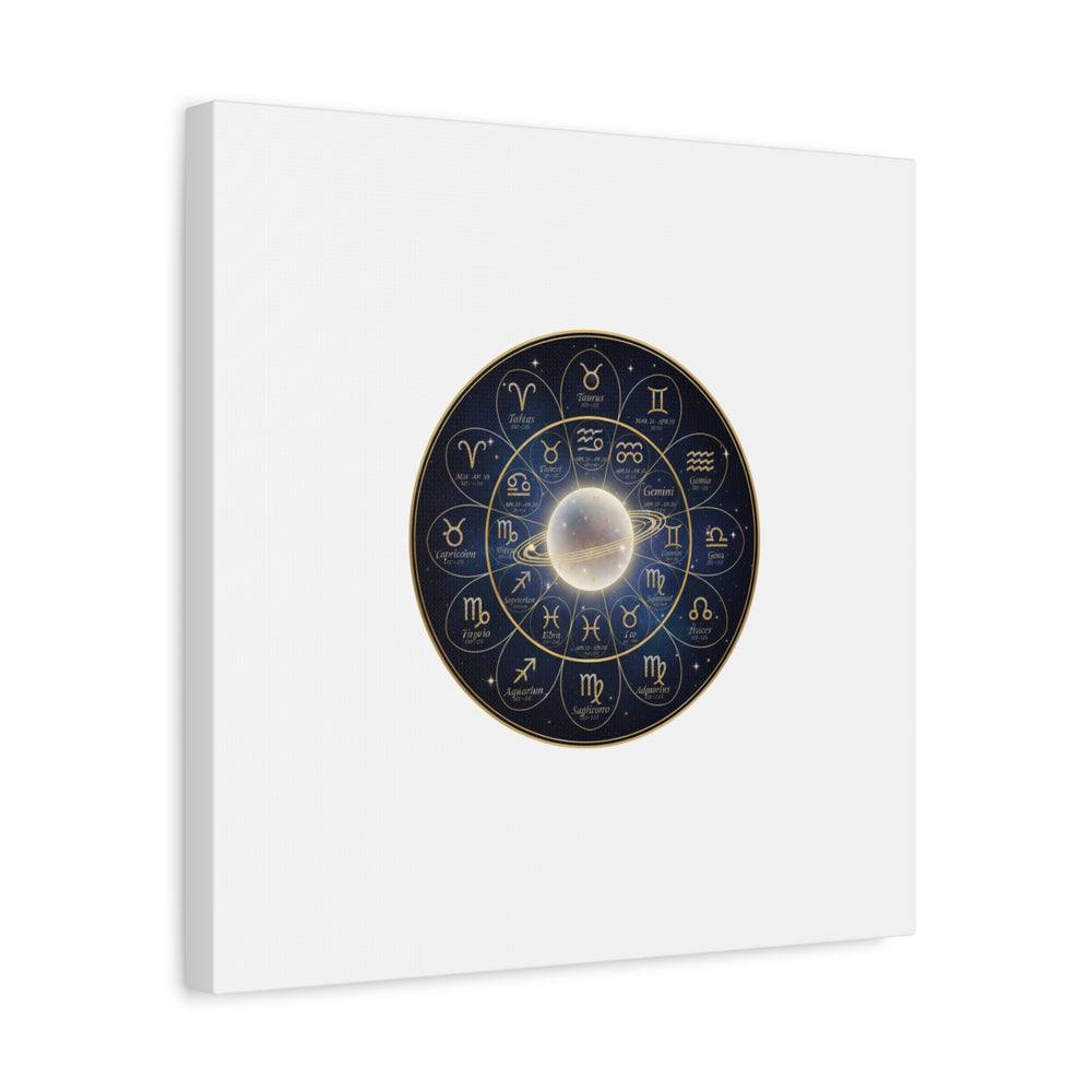 Zodiac Constellation Wheel Canvas, Astrology Art Print | Gold Foil Galaxy