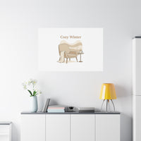 Cozy Winter minimal line art Canvas | Slow Life, soft life neutral wall decor