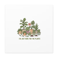 I'm Just Here for the Plants Canvas | Plant Parent Pun, Sage Botanical Wall Art