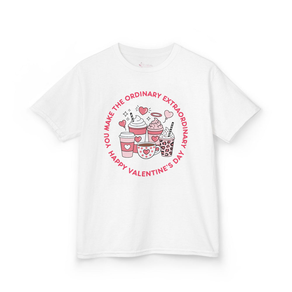 Kids Happy Valentine’s Day T-Shirt – Youth Modern Typography Graphic Tee – Soft Cotton Holiday School Shirt for Boys & Girls