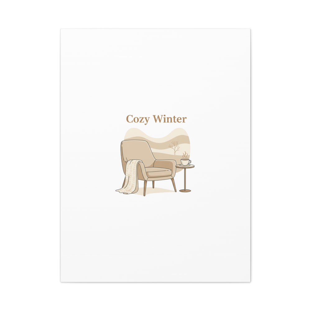 Cozy Winter minimal line art Canvas | Slow Life, soft life neutral wall decor