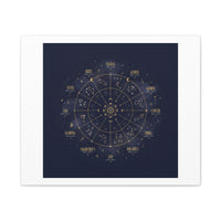 Gold Zodiac Wheel Canvas | Astrology Constellation Art, Cosmic Wall Print