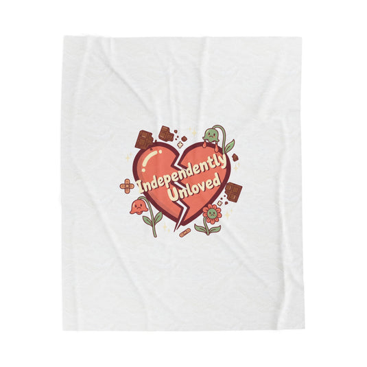 Independently Unloved Velveteen Plush Blanket | Anti Valentine pastel sarcastic quote