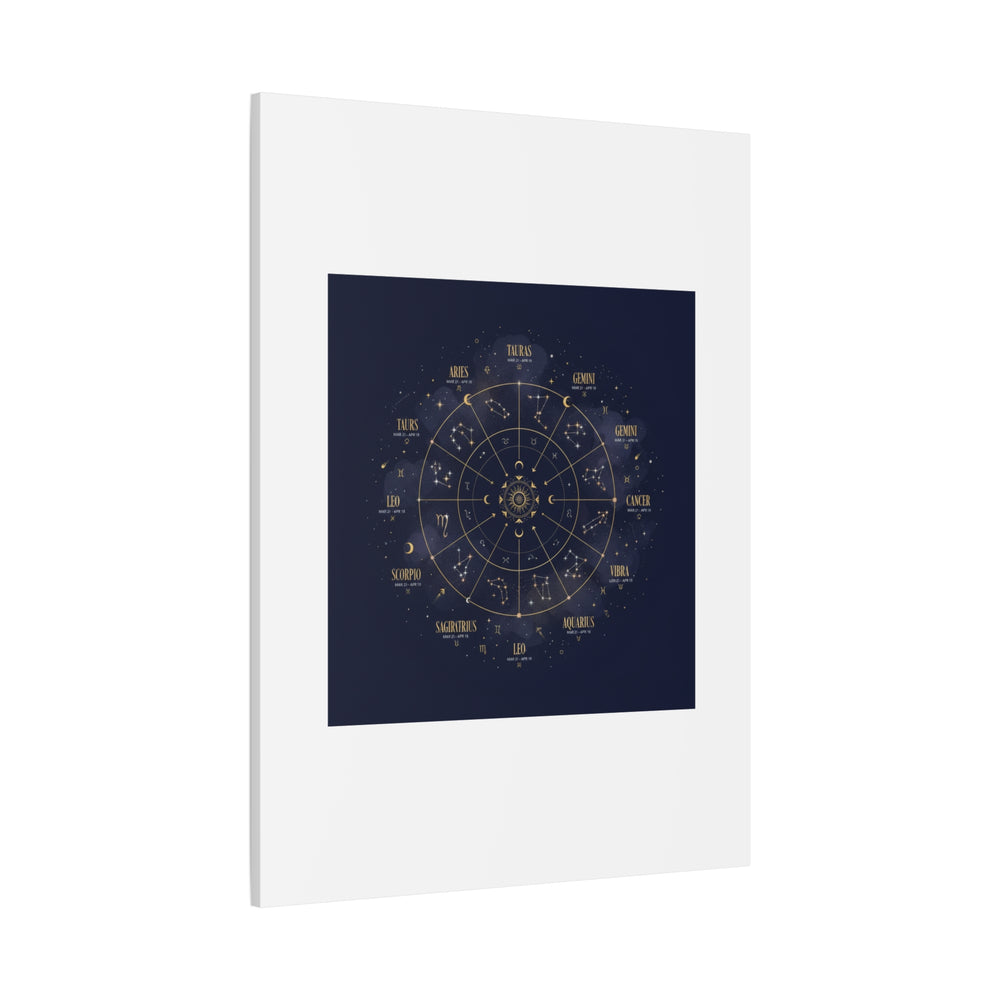 Gold Zodiac Wheel Canvas | Astrology Constellation Art, Cosmic Wall Print