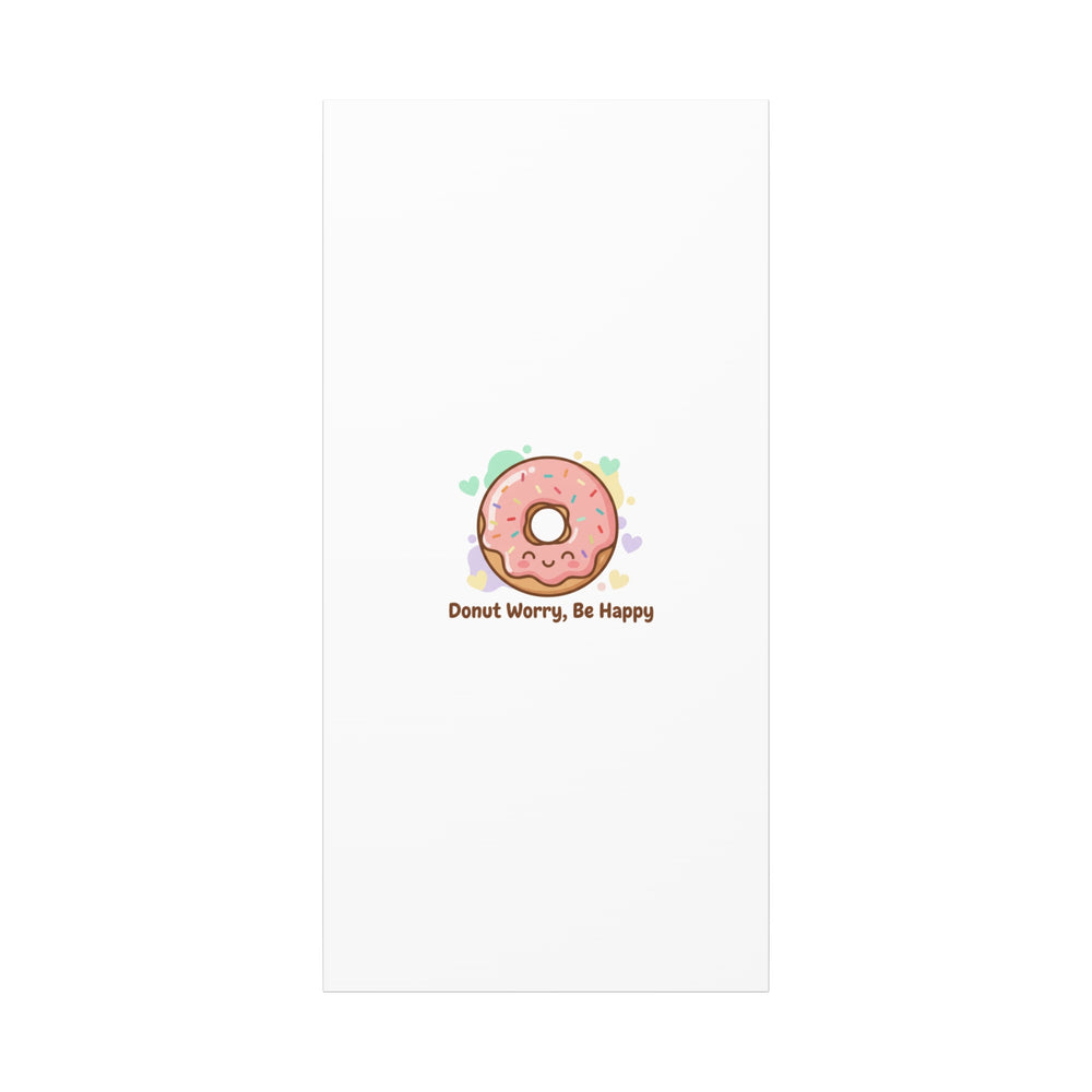 Donut Worry Be Happy Canvas, Matte Stretched Wall Art | Food Pun Decor