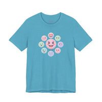 Bella+Canvas3001 | Hand-Drawn Emoticon Pattern Tee | Cute Emoji Sticker Repeat Print