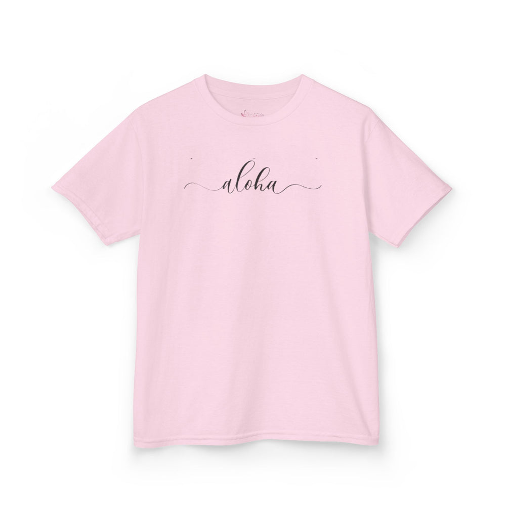 Gildan 5000B | Kids' "Aloha" Summer Vibe Cotton T-Shirt – Tropical Minimalist Tee