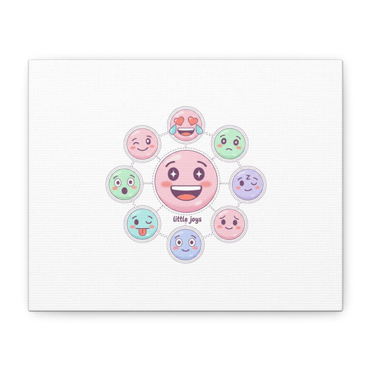 Hand-Drawn Emoticon Sticker Pattern Canvas | Cute Emoji Repeat Print