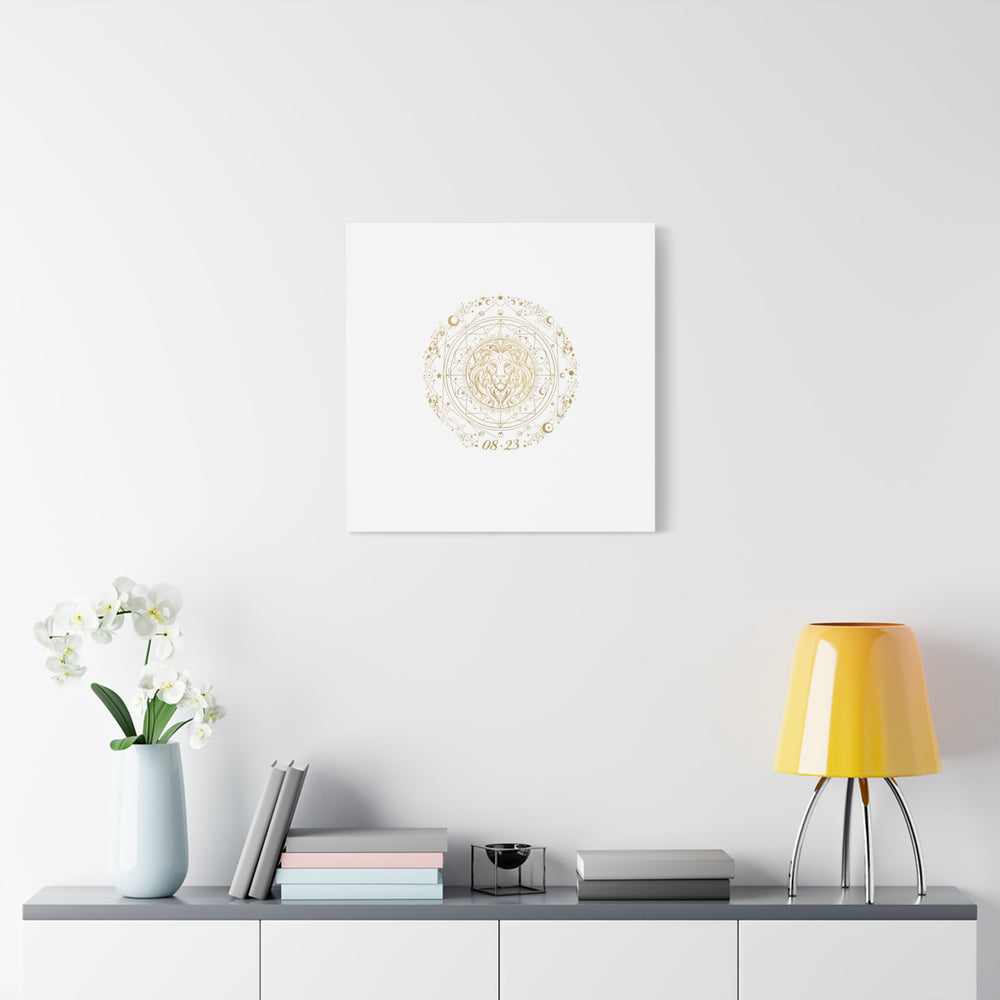 Gold Leo Zodiac Canvas, Astrological Constellation Art | Metallic Lion Wall Art