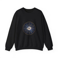 Zodiac Wheel Constellation Crewneck Sweatshirt | Astrology Cosmic Metallic