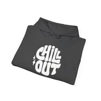 Gildan 18500 | Unisex "Chill Out" Retro Graphic Hoodie – Bold Puff Lettering Pullover – Premium Soft Fleece Streetwear