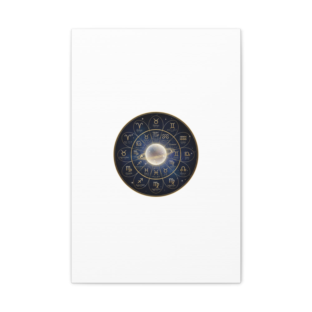 Zodiac Constellation Wheel Canvas, Astrology Art Print | Gold Foil Galaxy