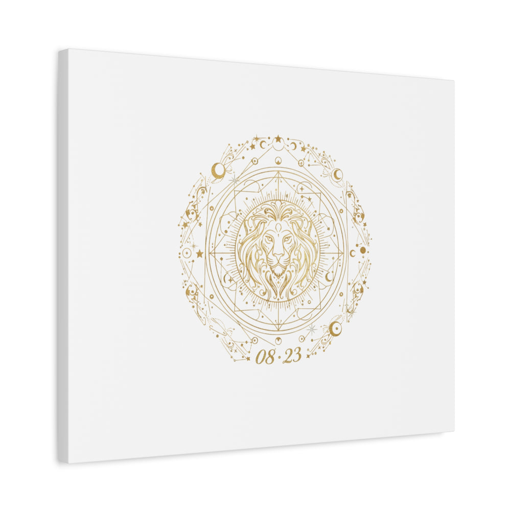 Gold Leo Zodiac Canvas, Astrological Constellation Art | Metallic Lion Wall Art