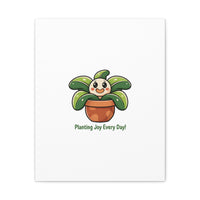 Planting Joy Every Day Canvas | Plant Parent Pun, Sage Cream Botanical Art