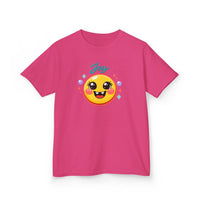 Gildan 5000B | Kids’ "Joy" Smiley Face Tee – Vibrant Graphic Cotton T-Shirt | Joyful Smiley Kids’ T-Shirt – Unisex Summer Apparel | Joy Graphic Tee for Kids – Soft Summer Cotton T-Shirt