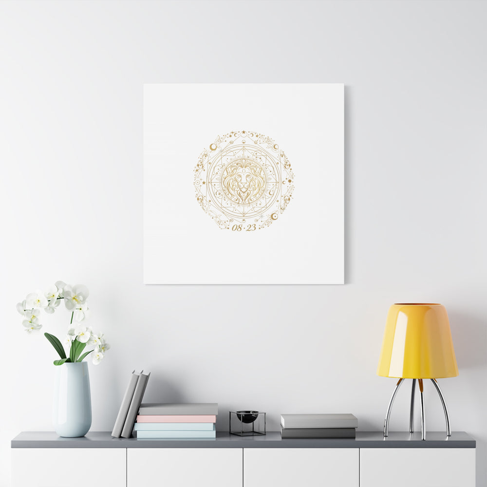 Gold Leo Zodiac Canvas, Astrological Constellation Art | Metallic Lion Wall Art