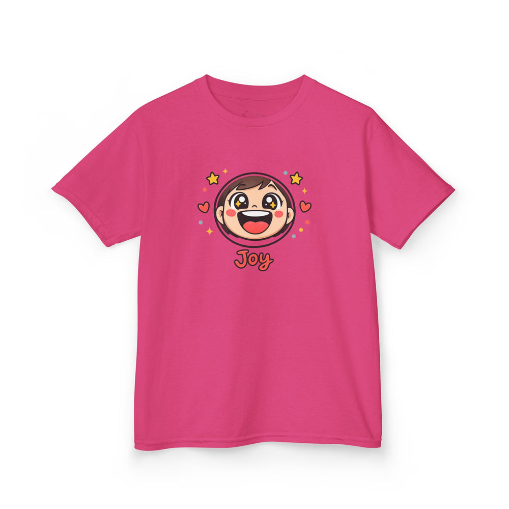 Gildan 5000B | "Joy" Sparkle Character Kids' Tee | Fun & Comfortable Youth T-Shirt | Kids T‑Shirt — Cute Smiling Character "Joy" Graphic