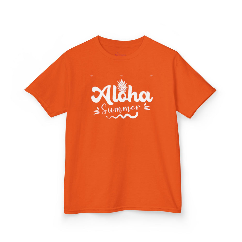 Gildan 5000B | Kids' "Aloha Summer" Graphic Tee – Soft Cotton Beach & Vacation T-Shirt
