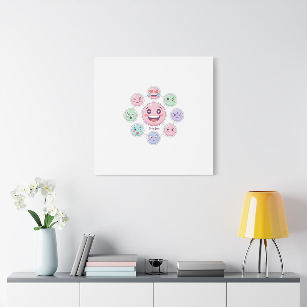 Hand-Drawn Emoticon Sticker Pattern Canvas | Cute Emoji Repeat Print
