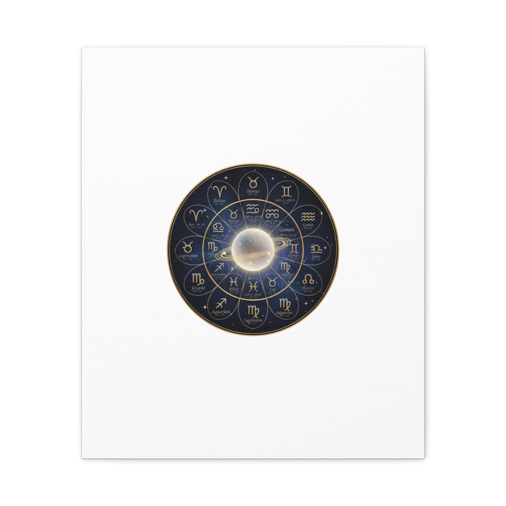 Zodiac Constellation Wheel Canvas, Astrology Art Print | Gold Foil Galaxy