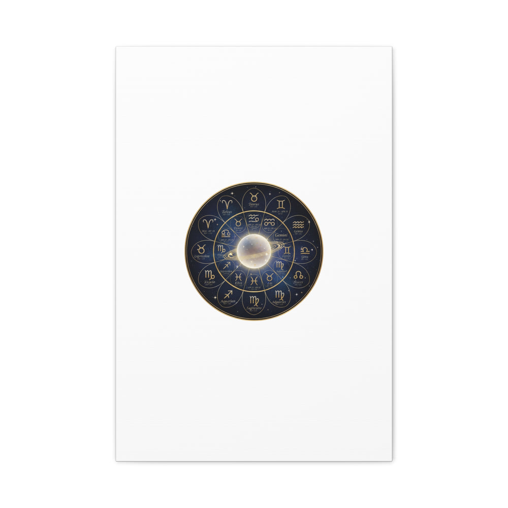 Zodiac Constellation Wheel Canvas, Astrology Art Print | Gold Foil Galaxy
