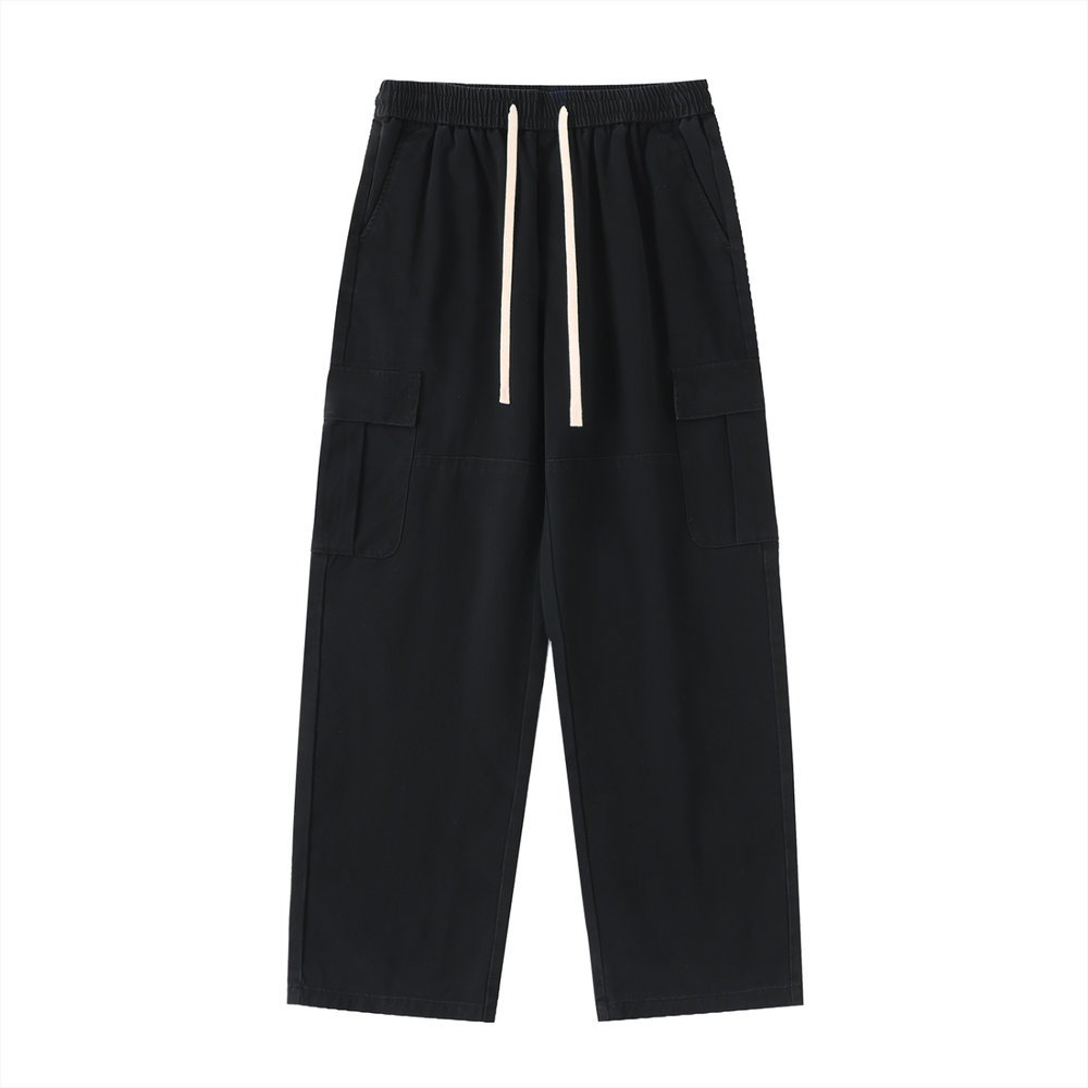 Men Drawstring Waist Straight-Leg Cargo Pants