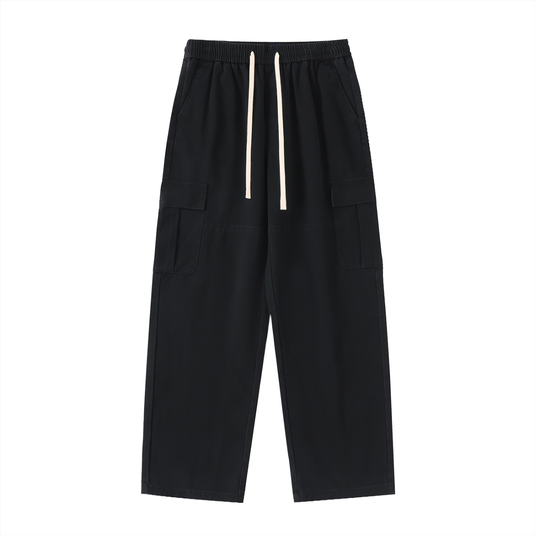 Men Drawstring Waist Straight-Leg Cargo Pants
