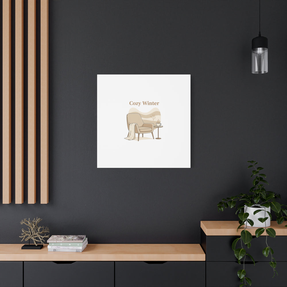 Cozy Winter minimal line art Canvas | Slow Life, soft life neutral wall decor