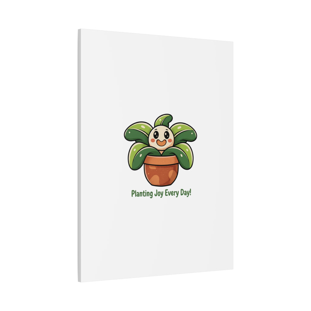 Planting Joy Every Day Canvas | Plant Parent Pun, Sage Cream Botanical Art