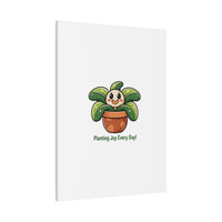 Planting Joy Every Day Canvas | Plant Parent Pun, Sage Cream Botanical Art