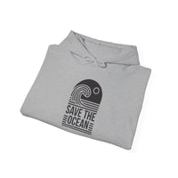 Gildan 18500 | Unisex "Save the Ocean" Wave Graphic Hoodie – Eco-Conscious Surf Style – Premium Fleece Tropical Pullover