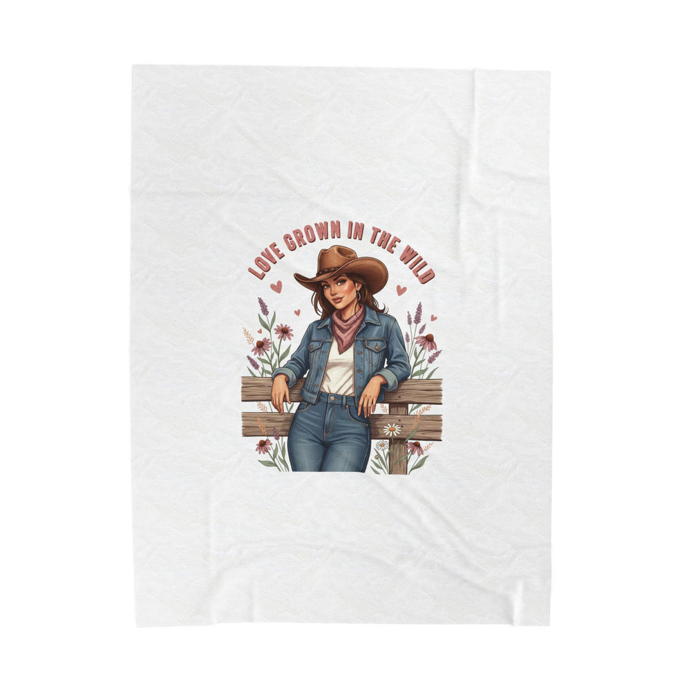 Cowgirl Love Illustration Velveteen Blanket | Western Valentine, Vintage Badge