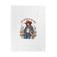 Cowgirl Love Illustration Velveteen Blanket | Western Valentine, Vintage Badge