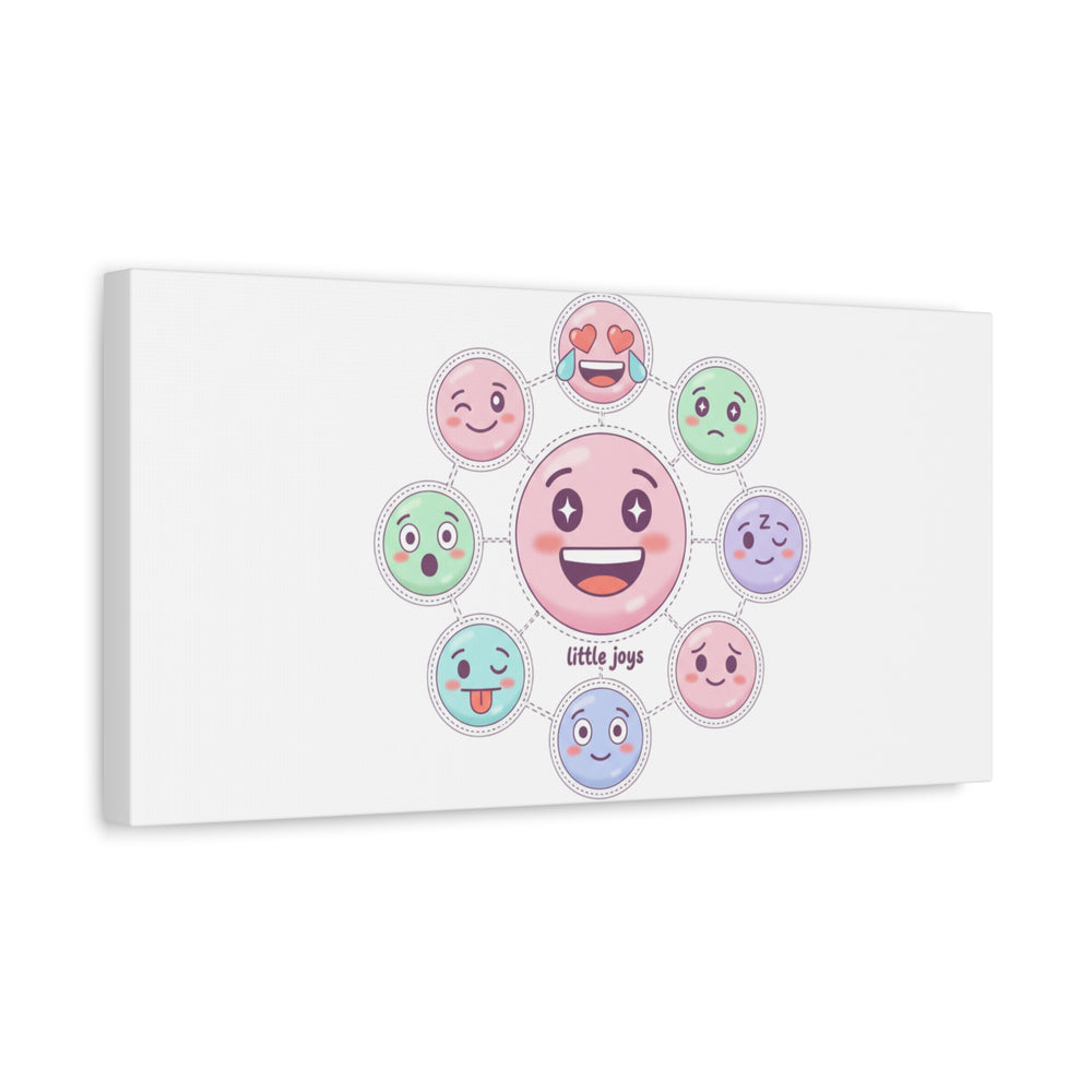 Hand-Drawn Emoticon Sticker Pattern Canvas | Cute Emoji Repeat Print