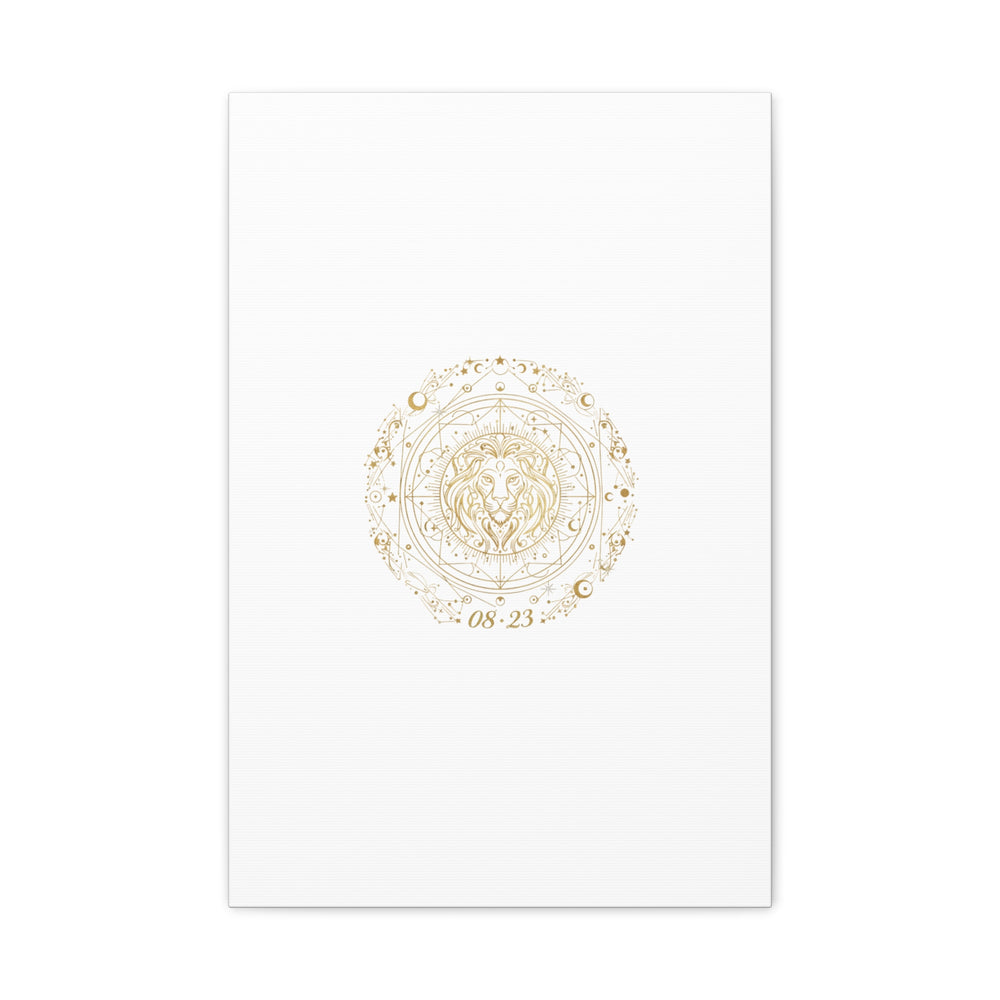 Gold Leo Zodiac Canvas, Astrological Constellation Art | Metallic Lion Wall Art