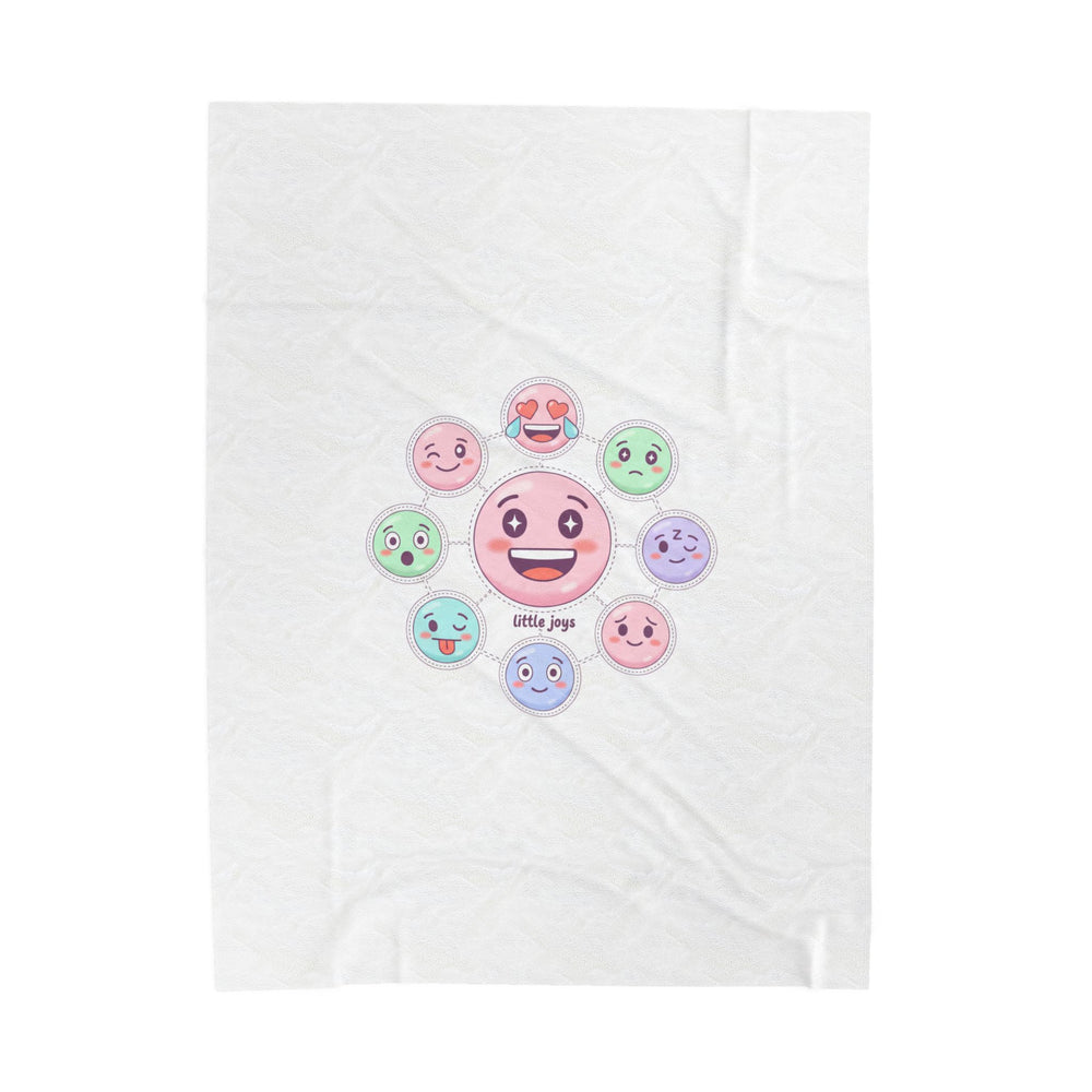 Hand-Drawn Emoticon Sticker Pattern Blanket | Cute Emoji Emoticon Pastel Throw