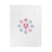 Hand-Drawn Emoticon Sticker Pattern Blanket | Cute Emoji Emoticon Pastel Throw