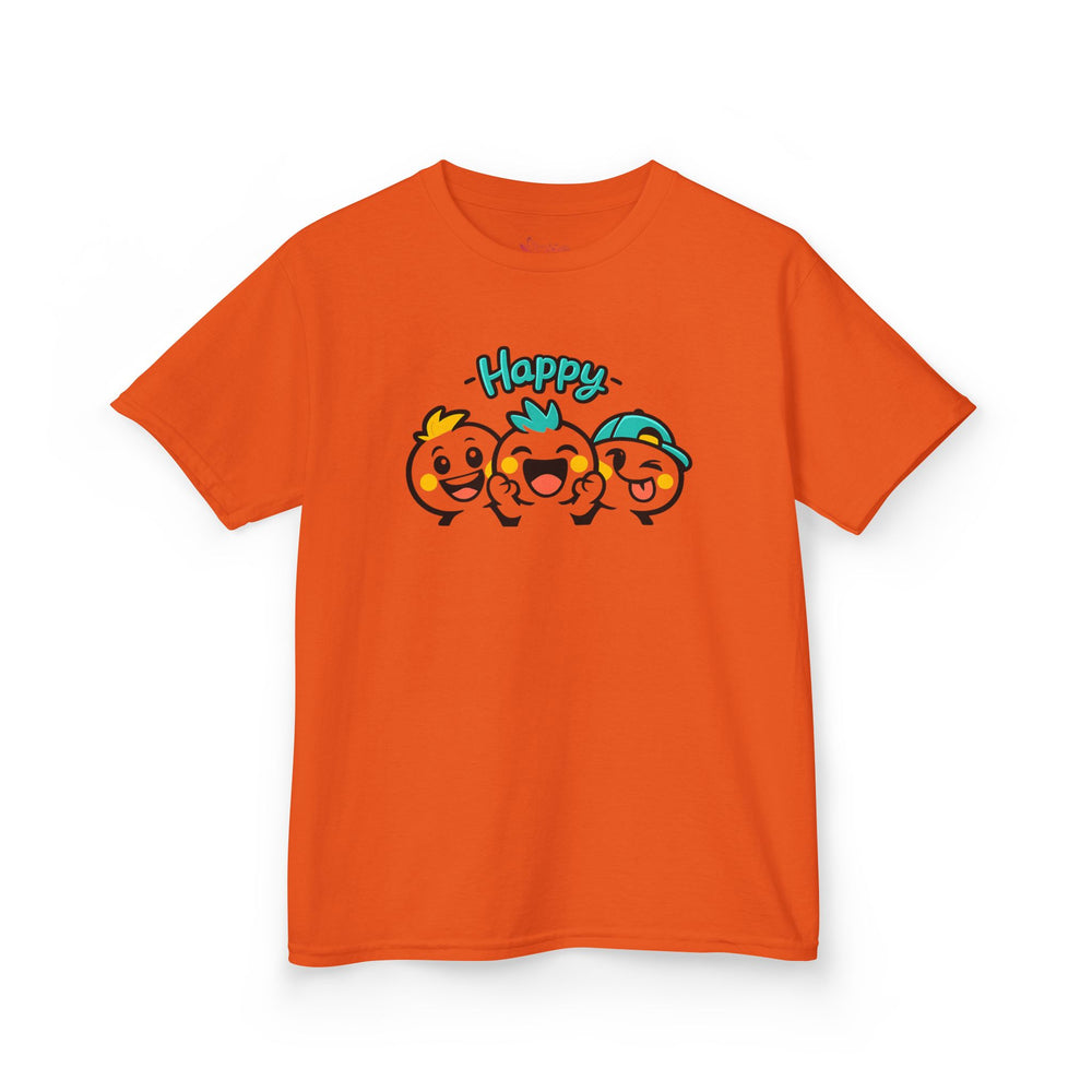 Gildan 5000B | "Happy Trio" Kids' Premium Cotton Graphic Tee | Little Smiles & Winks – Fun Cartoon Kids’ T-Shirt | Joyful Friends Unisex Kids' Summer Graphic Tee
