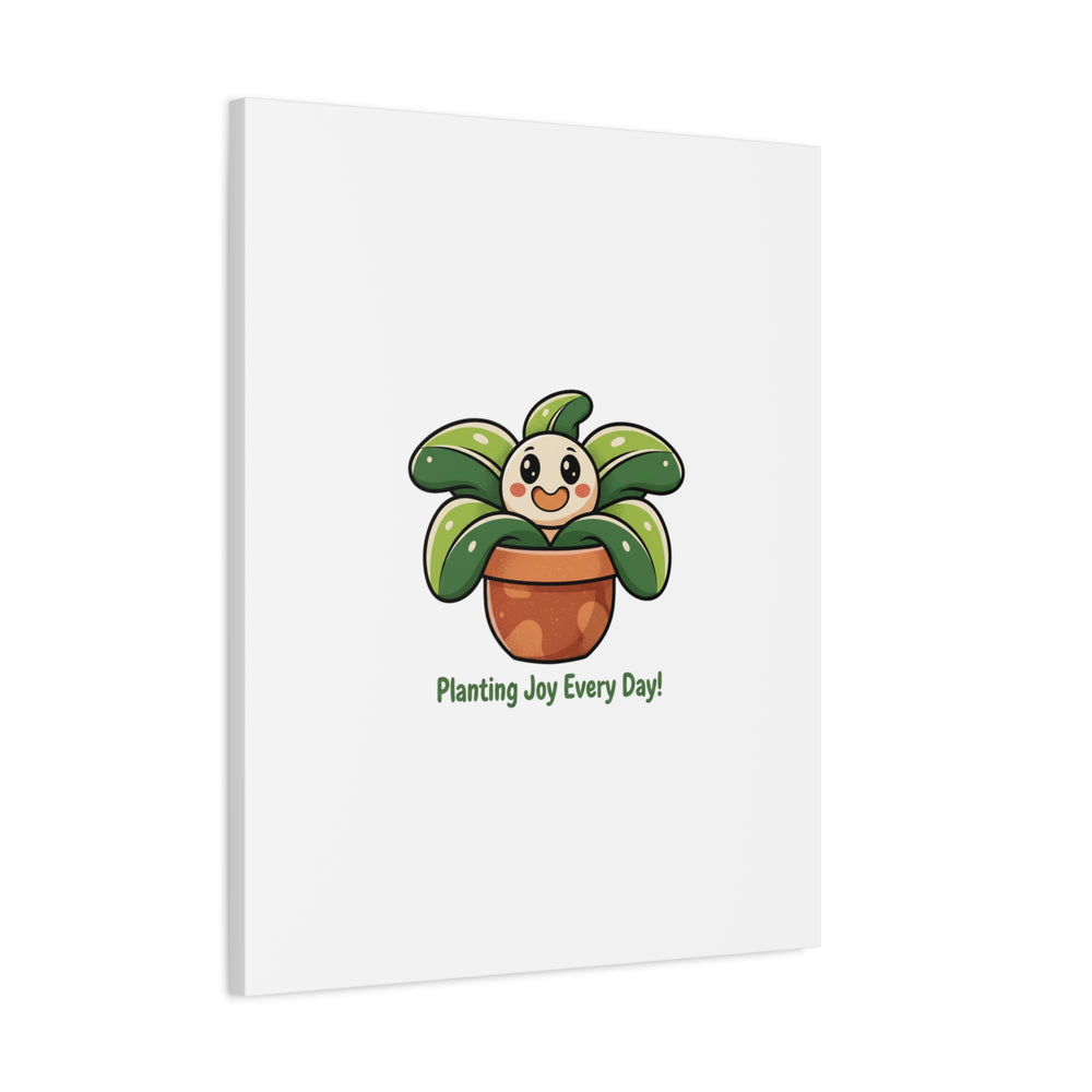 Planting Joy Every Day Canvas | Plant Parent Pun, Sage Cream Botanical Art