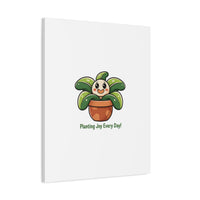 Planting Joy Every Day Canvas | Plant Parent Pun, Sage Cream Botanical Art