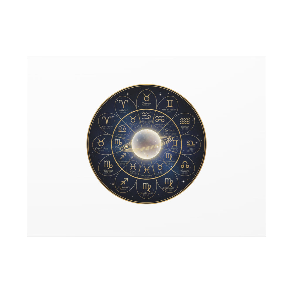 Zodiac Constellation Wheel Canvas, Astrology Art Print | Gold Foil Galaxy