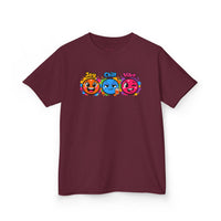 Gildan 5000B | Kids' "Joy, Chill, Vibe" Trio Graphic Tee | Kids Tee — Joy Chill Vibe Emoji Trio Graphic T-Shirt
