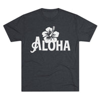 Next Level 6010 | Unisex Vintage Aloha Hibiscus Unisex Tri-Blend Tee – Retro Beach Vibes